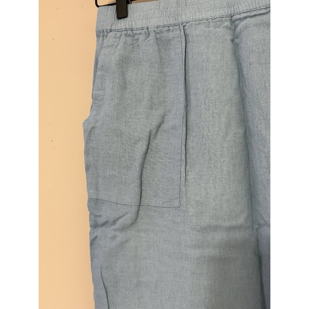 Susan Graver Pure Women’s Pants Crop Elastic Waist Pockets Blue Chambray Size 3X - Picture 3 of 9